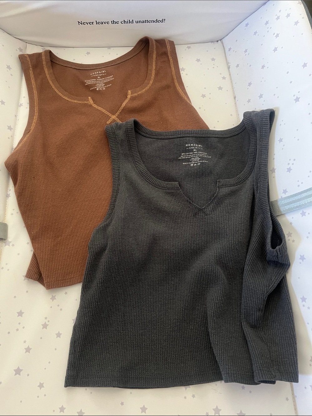 Bundle of waffle style tank tops